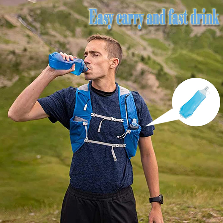 Customize Logo Energy Drink Storage Hand holder Soft Flask Water Bottle For Running Cycling 