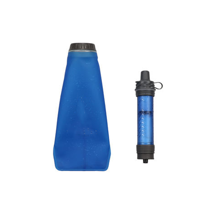 Customize Logo Soft Flask 500ml Triangle Shape Squeeze Water Bottle With Filter For Hiking 