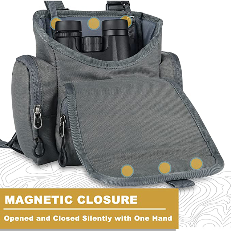 Grey Color Adjustable Chest Packs Vest Lightweight Portable Binocular Pack for Hunting